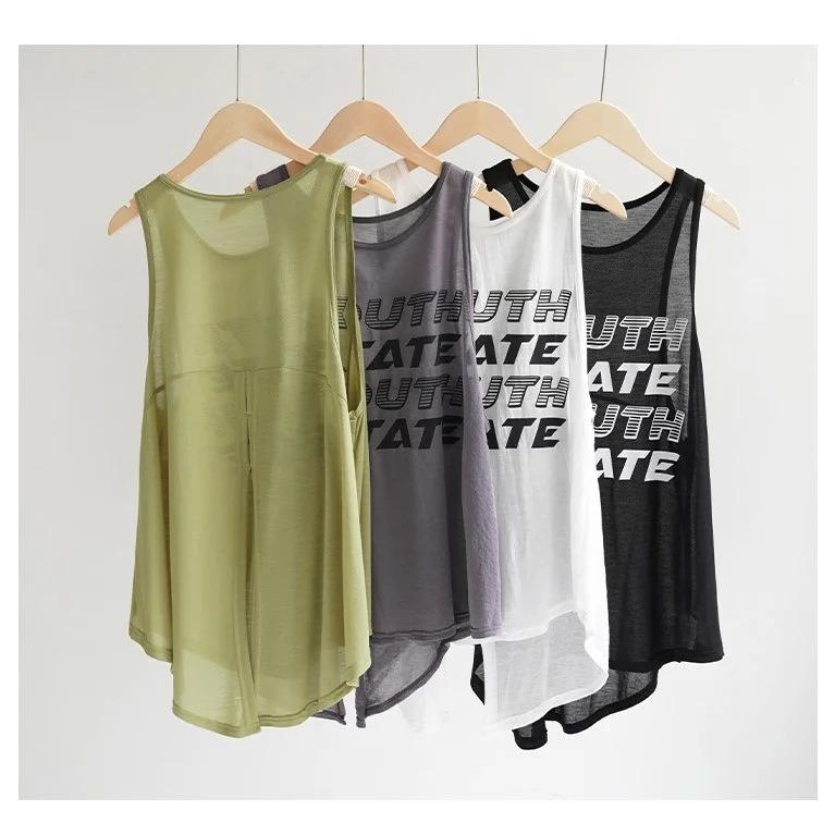 タンクトップ レディース ヨガウェア スポーツウェア ノースリーブ トップス ポリエステル 接触冷感 吸湿速乾 伸縮性 普段使い 部屋着 運動着 トレーニング ジム ランニング ウェア ブラック ホワイト グレー グリーン