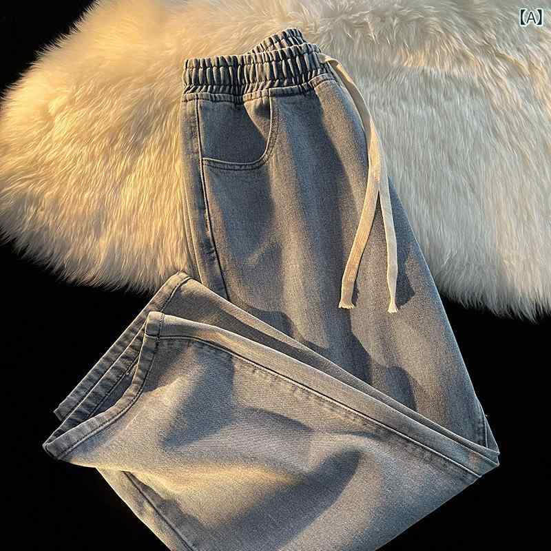 デニム レディース ストレート 9分丈 ズボン・パンツ ゆったり カジュアル 伸縮性 薄手 ジーンズ 春秋 ..