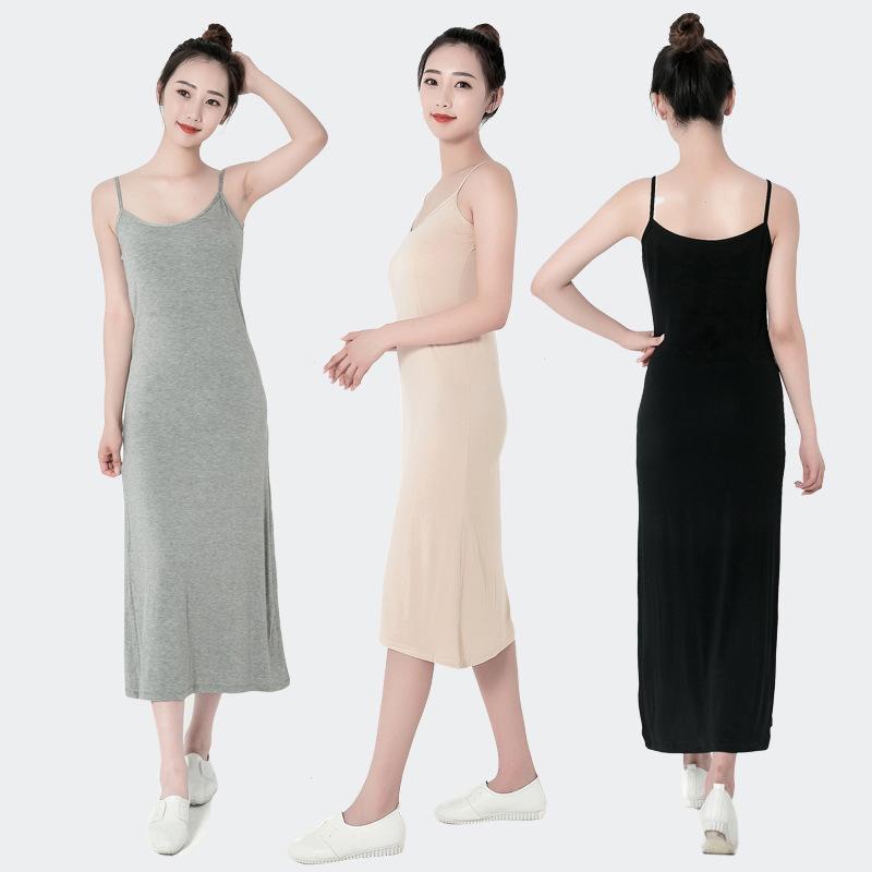 ワンピース レディース モダール ノースリーブ Aライン ロング キャミソールワンピース インナー 接触冷感 伸縮性 無地 ルームウェア 部屋着 ゆったり 大きめサイズ 春夏
