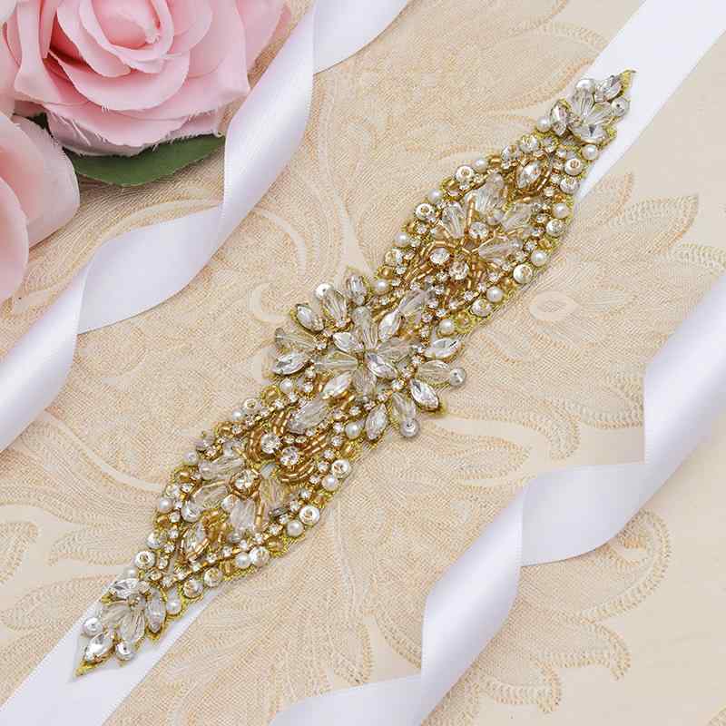 ウェディング腰ベルト レディース 腰飾り サッシュベルト 水晶 キラキラ 飾りベルト 蝶結び 赤 緑 青 ..