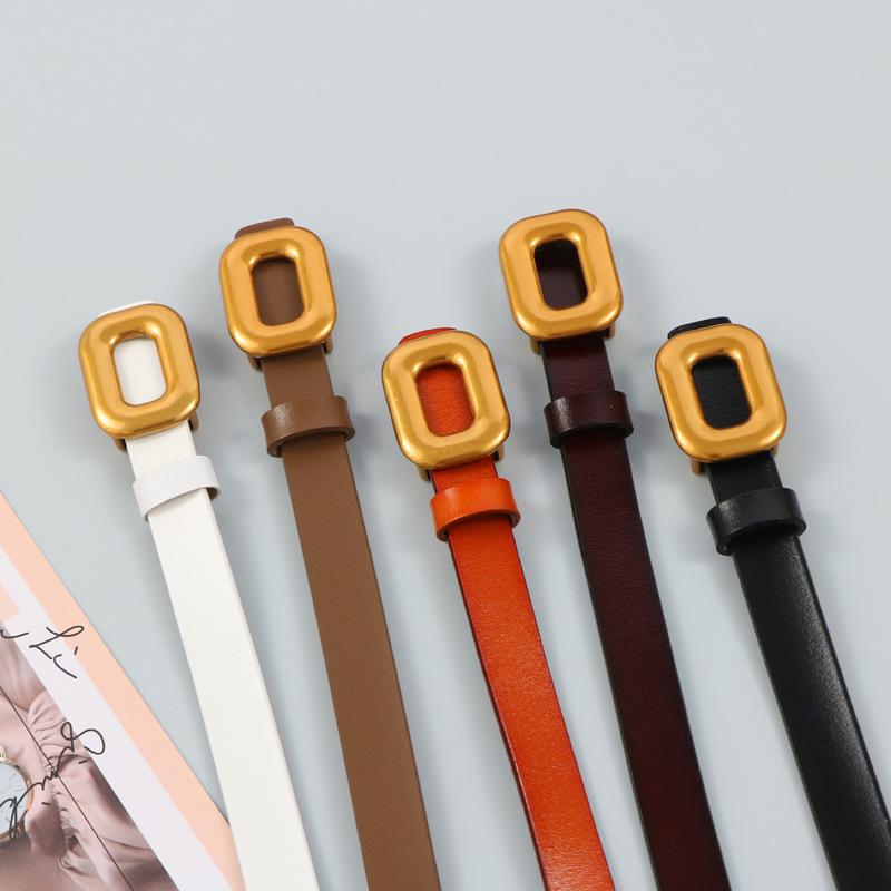 ベルト レディース 牛革 細ベルト ファッション デニム ジーンズ パンツ 飾り カジュアル シンプル ブラック ホワイト ブラウン キャメル(4.0)