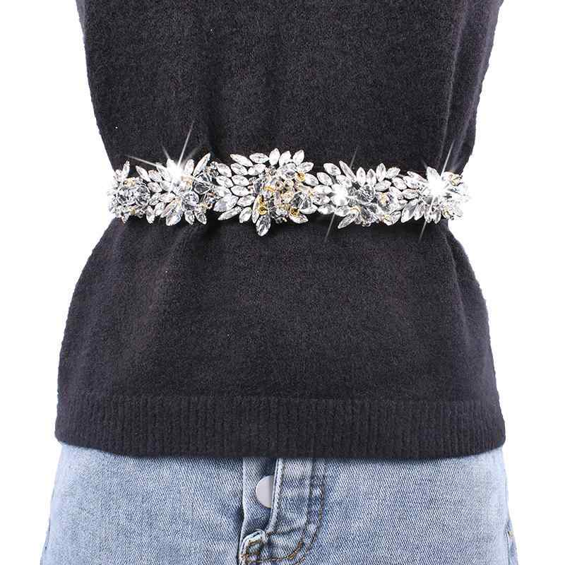 レディース ベルト ファッション かわいい ゴム 水晶 伸縮性 ウエストマーク スカート アウター ブラック 黒 シャンパン オフホワイト 幅広2