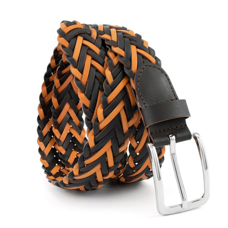 ベルト レディース 女性用 編み込み レザー 合金 バックル オレンジ ブラック グレー 幅広 個性的 レトロ ヴィンテージ 普段使い2