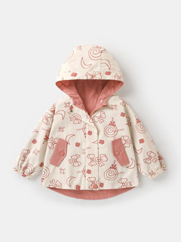 ベビー・キッズ用 アウター 女児用フード付きウインドブレーカー 春秋 幼児 ベビー服 子供服 カジュア..