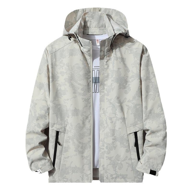 ジャケット 男性用 防風 アウター 撥水 スポーツ アウトドア ウェア 春秋 ポリエステル 迷彩 グレー ア..