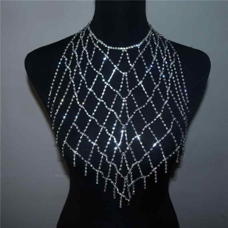 ボディチェーン レディース 水着アクセサリー ビジュー 網状 クリスタル ブラジャー ショール パーティ..