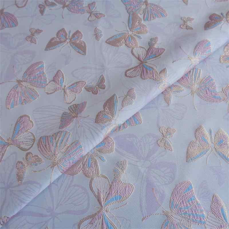 生地・布地 服地 シルク カラフル 蝶柄 ジャカード織 模様入り エンボス ワンピース 子供服 コットン ..
