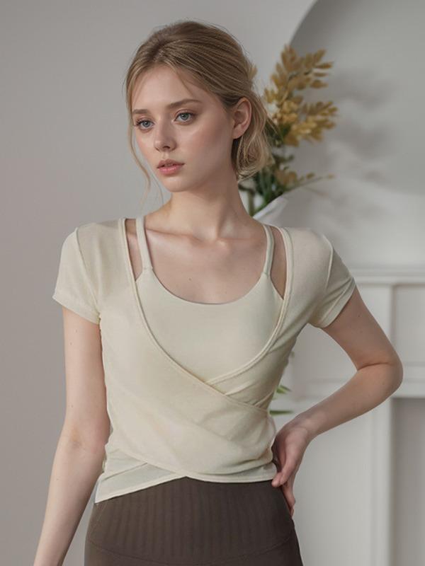 ヨガウェア レディース 半袖 スポーツトップス メッシュ 接触冷感 トレーニングウェア ジム ランニング フィットネス ピラティス 吸湿速乾 ストレッチ