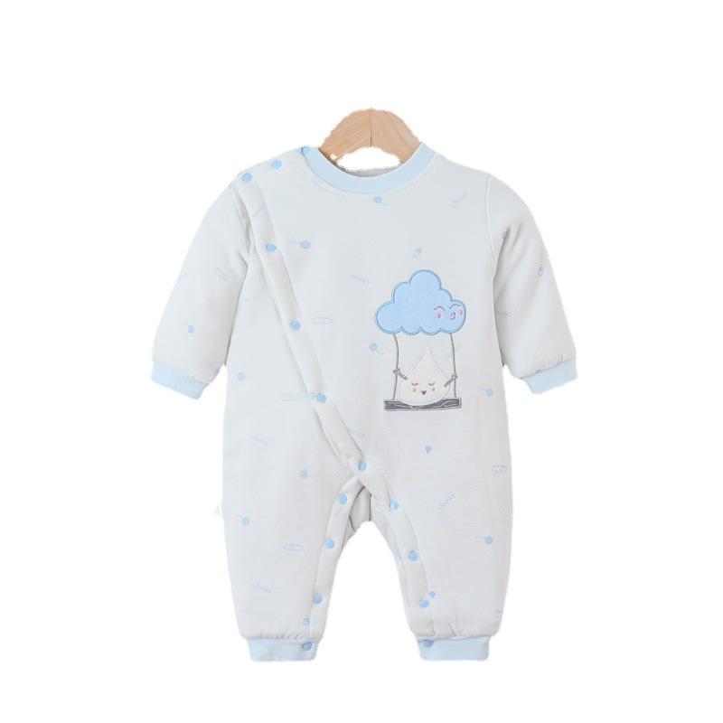 ベビー服 新生児 Aクラス 加厚 冬 ジャンプスーツ コットン ロンパース カバーオール 長袖 ピンク ブル..