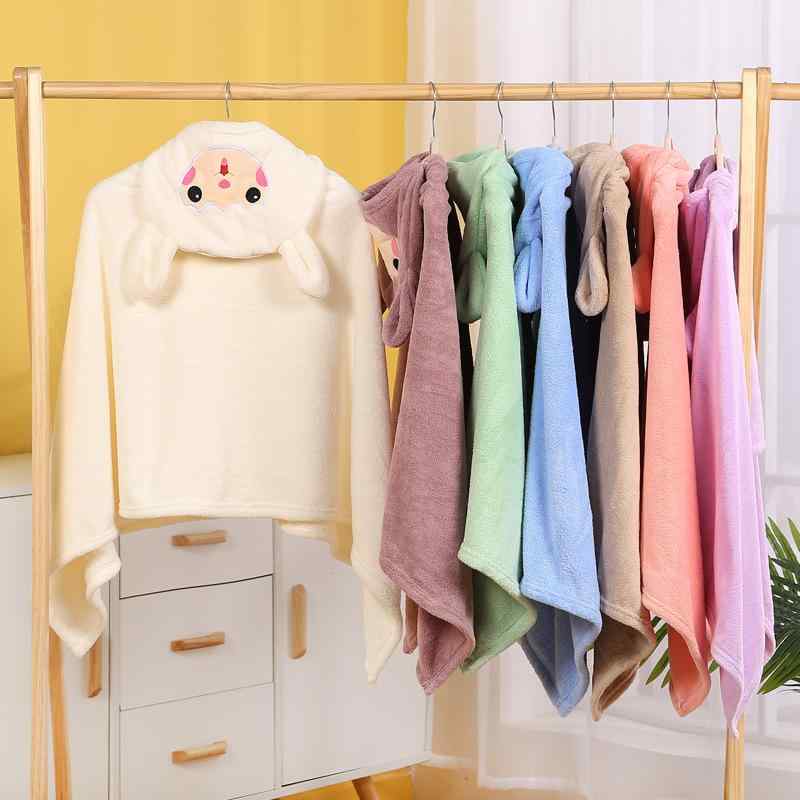 ベビー バスローブ ポンチョ フード付き コーラルベルベット 吸水速乾 かわいい漫画柄 キッズ バスタオ..