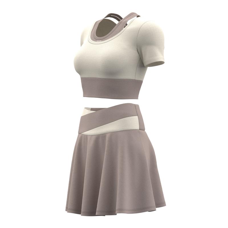 ヨガウェア レディース スカート付きショートパンツ スポーツウェア セットアップ 吸湿速乾 接触冷感 トレーニング 運動着 春夏