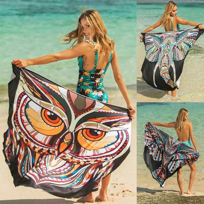 水着 レディース 動物柄 アニマル柄 ビーチウェア サマー 薄手 ポリエステル ショール ワンピース サロンスカート 体型カバー 水泳 リゾート 海 プール 旅行