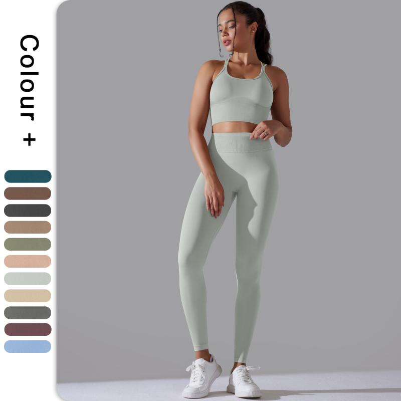 ヨガウェア レディース 上下セット クロスバックブラ レギンス スパッツ スポーツウェア ランニングウ..