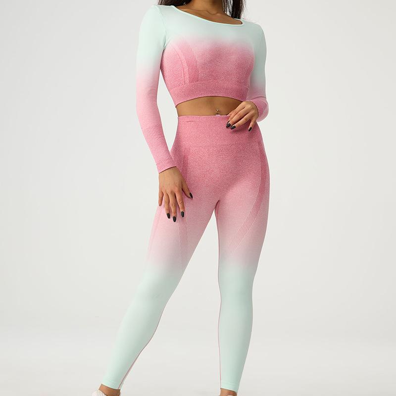 ヨガウェア レディース セットアップ シームレス ニット スポーツウェア ランニング トレーニングウェ..