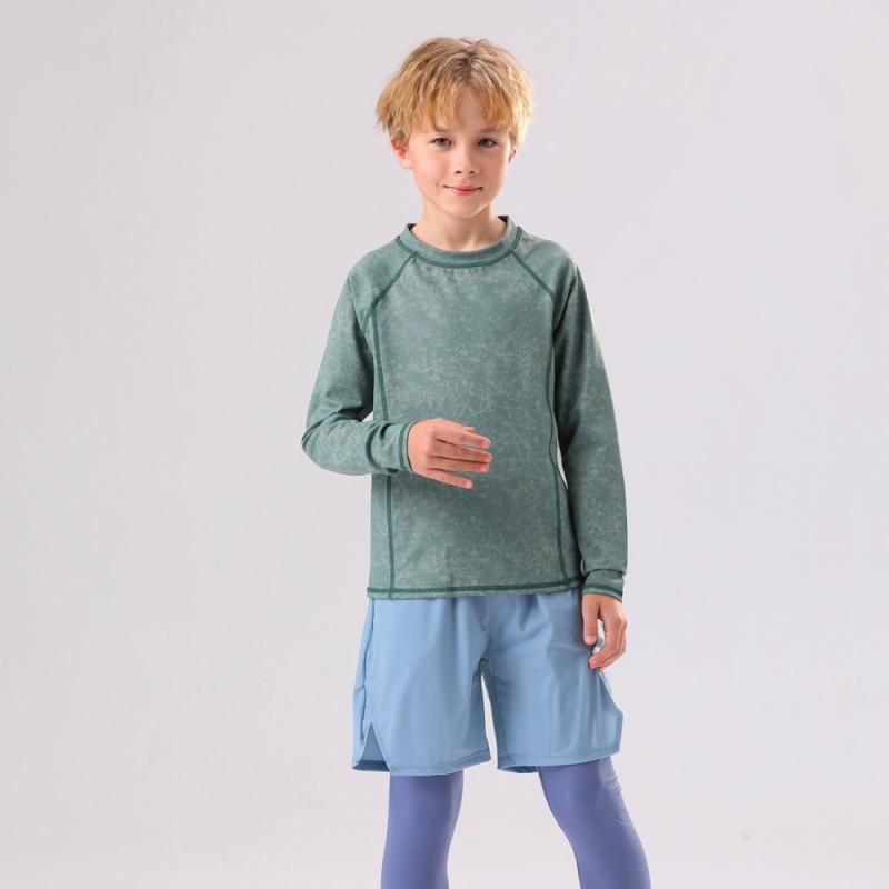 子供用 ヨガウェア セットアップ 秋冬 長袖 Tシャツ スポーツ インナー 伸縮性 通気性 トレーニングウ..