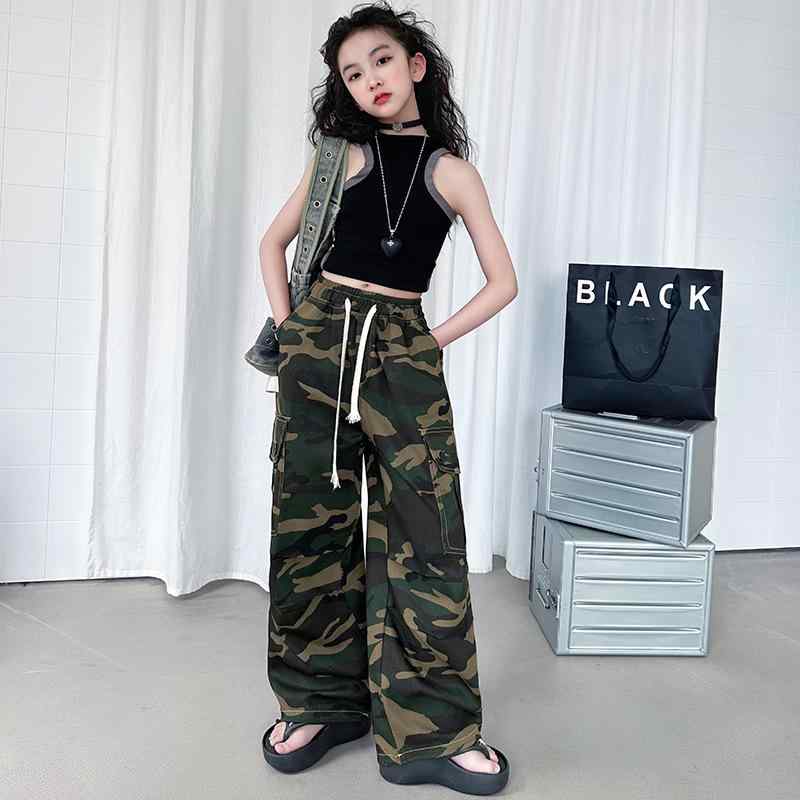 パンツ キッズ 女の子 迷彩 カーゴパンツ 韓国風 子供服 ダンス ズボン 親子 ペアルック 高学年 ジュニ..
