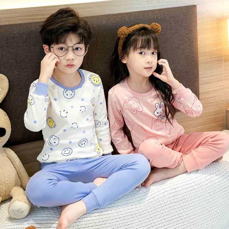 子供用インナー 上下セット 秋冬 男女兼用 キッズ パジャマ 綿100％ 長袖 Tシャツ パンツ カートゥーン..
