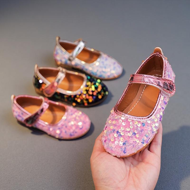 靴/シューズ キッズ/子供 女の子 春秋 プリンセス風 マジックテープ ぺたんこ ゴム底 履きやすい 滑り..