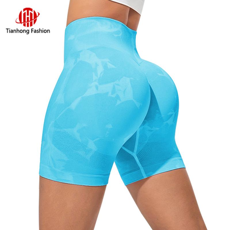 ヨガウェア レディース スポーツショートパンツ ハイウエスト 腹部コントロール ヒップアップ ランニング トレーニング ウェア ストレッチ 迷彩柄 ピンク系 ブラック 春夏