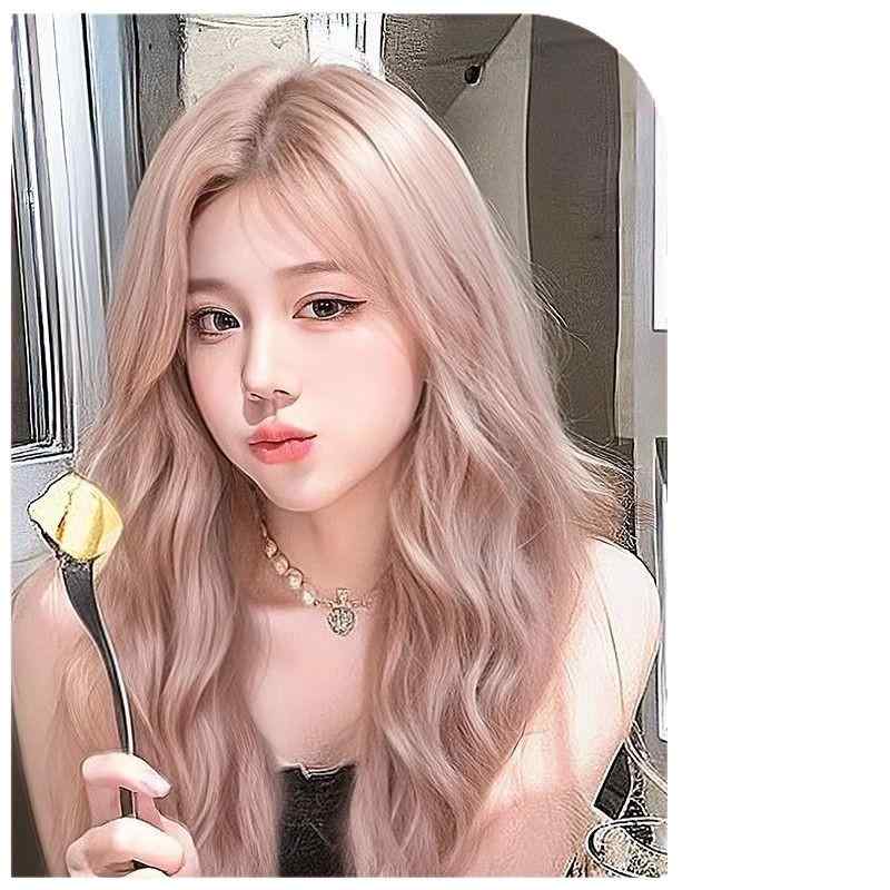 ウィッグ レディース 豆沙粉 前髪レース ミディアム ロング カール 女性らしい 垢抜け感 ゆるふわ 羊毛..