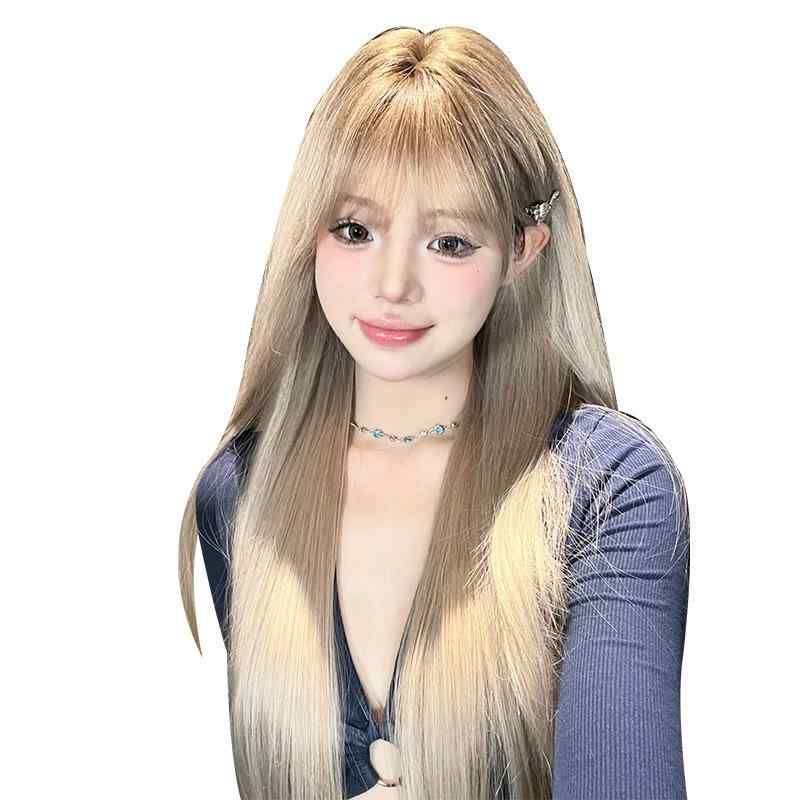 ウィッグ レディース 女性用 ナチュラル 高温耐熱 長いストレート チョコレート チョコレートグラデーション