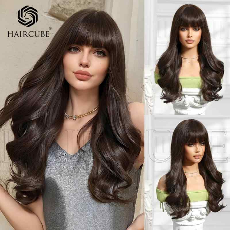 ウィッグ レディース ロング 黒髪 茶髪 フルウィッグ 前髪あり 巻き髪 ウェーブ 自然 通気性 コスプレ ハロウィン イベント パーティー イメチェン 女装