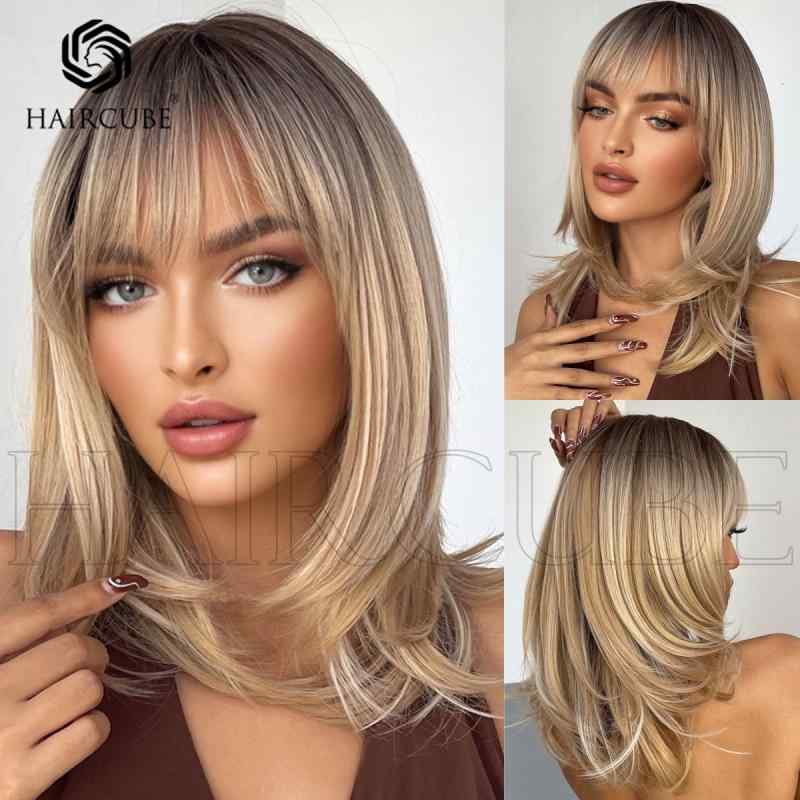 ウィッグ レディース 女性用 ロング ストレート フルウィッグ 金髪 ゴールド グラデーション アッシュ アッシュカラー 前髪 かわいい おしゃれ 自然 日常