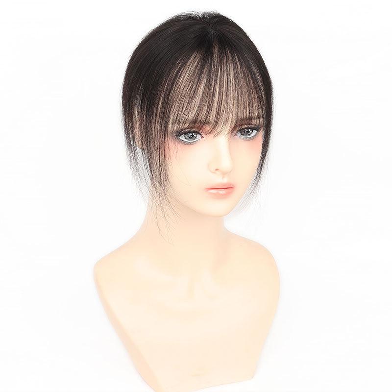 ウィッグ レディース 女性用 人毛 ヘアピース 部分ウィッグ 25cm 手植え 自然色 モカブラウン ストレート トップカバー 薄毛 白髪隠し 増毛