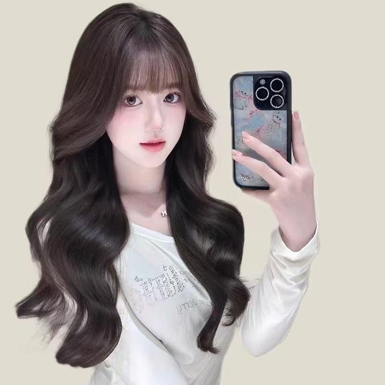 ウィッグ レディース 黒茶色 ロング カール フルウィッグ 女性用 高温耐熱 巻き髪 自然 アレンジ コス..