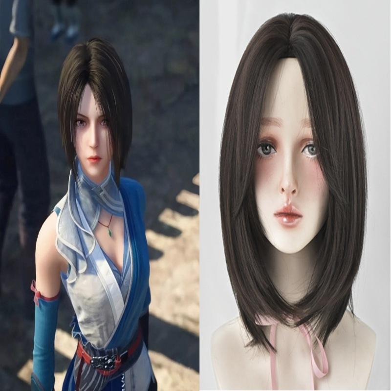 ウィッグ レディース 女性用 ミディアムヘア ショートボブ ストレートヘア 鎖骨ヘア 小顔効果 アッシュ 亜麻 冷棕 黒茶 チョコレート 高温耐熱