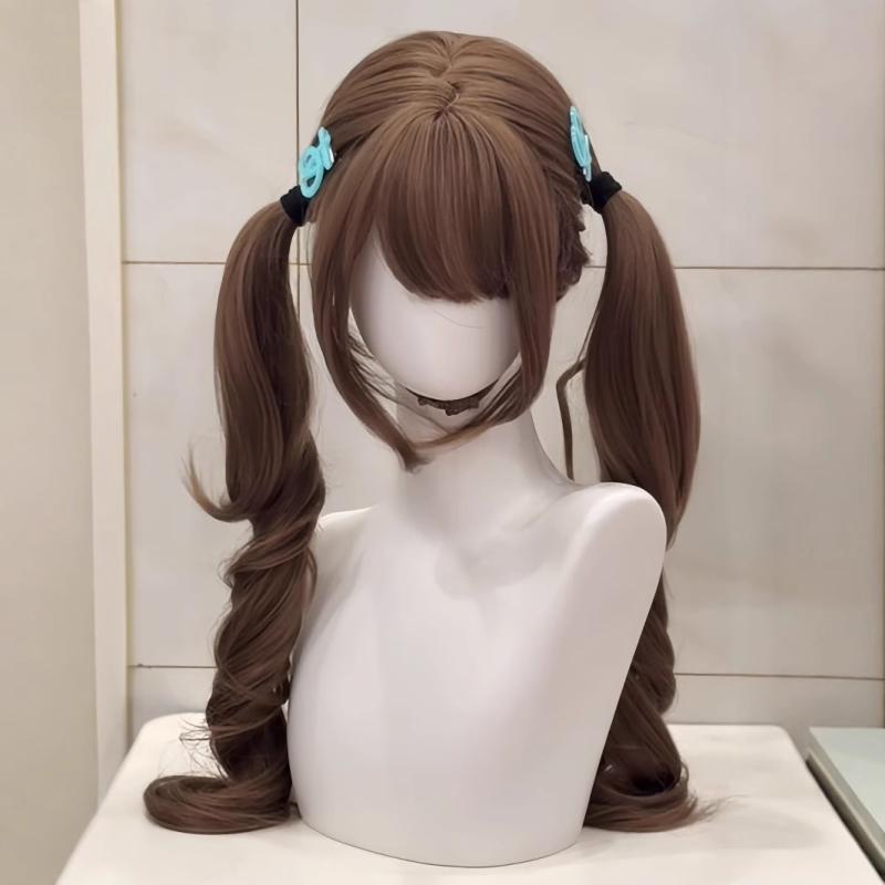 ウィッグ レディース ロング巻き髪 ロリータ風 75cm～85cm 蜜茶色 フルウィッグ ヘアネット コーム付き イメチェン コスプレ かわいい 耐熱 高温絲 小顔効果