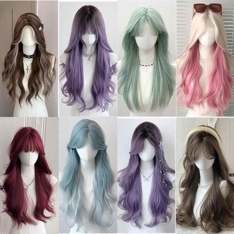 ウィッグ レディース グラデーション ロング カール フルウィッグ ロリータ インフルエンサー コスプレ..
