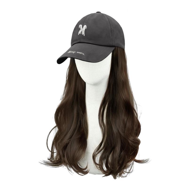 帽子 ウィッグ レディース ベースボールキャップ 巻き髪 ロングヘア 茶髪 黒髪 紫外線対策 小顔効果
