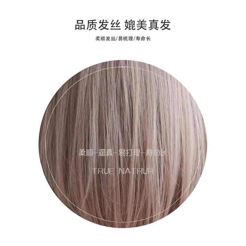 ウィッグ レディース ショート ストレート 煙ピンク 黒茶色 冷棕色 前髪付き フルウィッグ 耐熱 高温絲 小顔効果 イメージチェンジ