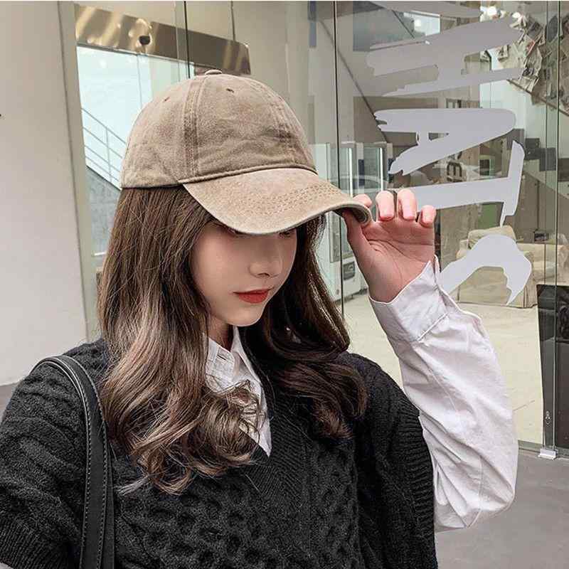 帽子 レディース ウィッグ一体型 キャップ付き ゆるふわ巻き髪 黒髪 茶髪 おしゃれ かわいい 小顔効果 普段使い デート