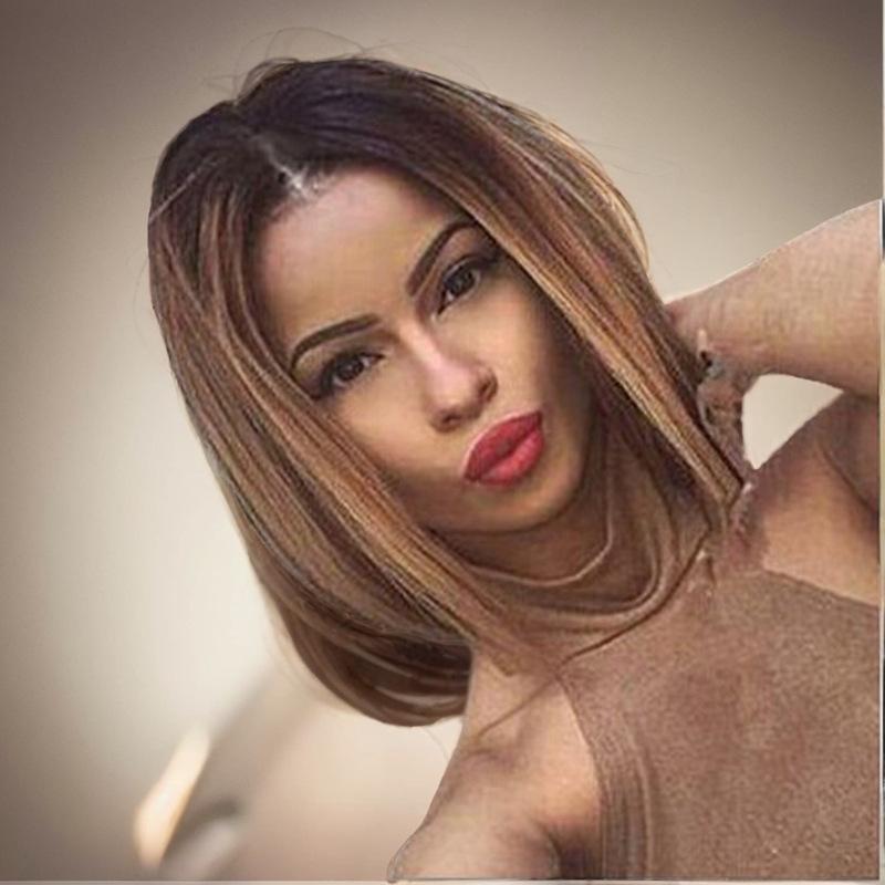 ウィッグ レディース ボブ 婦人用 ファッションウィッグ 女性用 かつら ショートヘア フルウィッグ 普段使い アフリカ 黒人 渐变 ブラウン 耐熱 高温丝