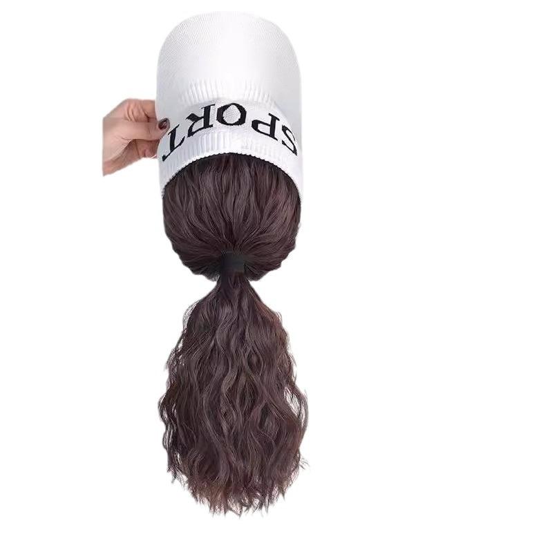 帽子 レディース 空芯 麦わら帽子 キャップ 高めポニーテール ファッション 自然なショート カール ウ..