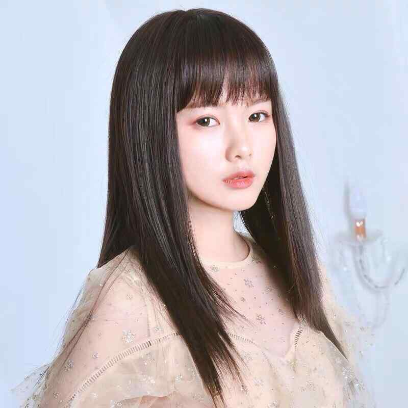 ウィッグ レディース 女性用 中高年 セミロング ストレート 自然 ブラック 黒 ダークブラウン 医療用 ..