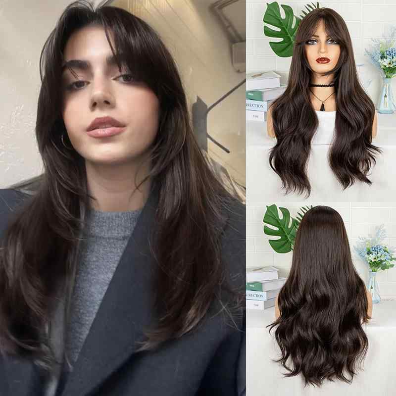 ウィッグ 女性用 レース 高温耐熱ファイバー フルウィッグ ロング カール 中分け ファッション おしゃ..