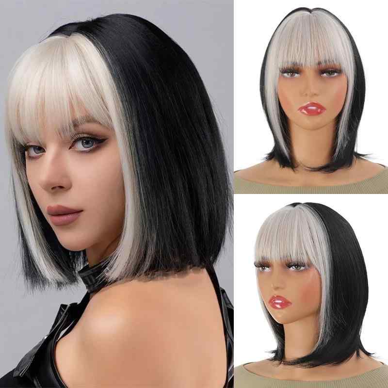 ヘアピース レディース ショート ボブ ストレート フルウィッグ ファッション おしゃれ かわいい 高温..