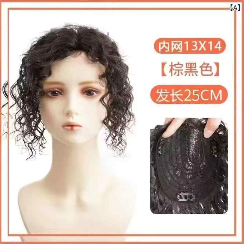 ヘアピース レディース 女性用 頭頂部 部分ウィッグ カール ショート 巻き髪 白髪隠し 25cm 高温耐熱ファイバー 自然 黒髪 茶髪 栗色 部分かつら イメチェン