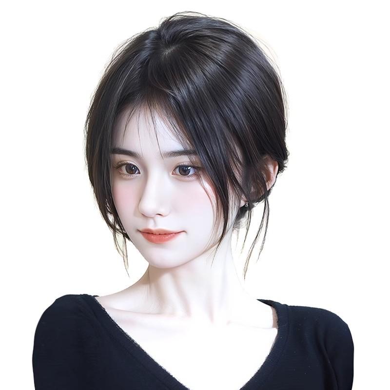 ヘアピース レディース 前髪 付け毛 四つ葉 クローバー 自然 黒髪 茶髪 薄型 軽量 部分ウィッグ 女性用