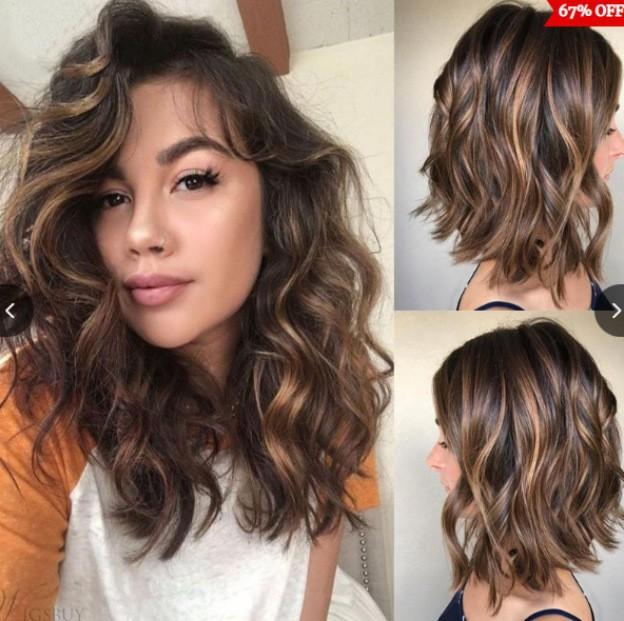 ウィッグ レディース 巻き髪 ショート ブラウン グラデーション エクステ 高温耐熱 コスプレ ファッション イメチェン