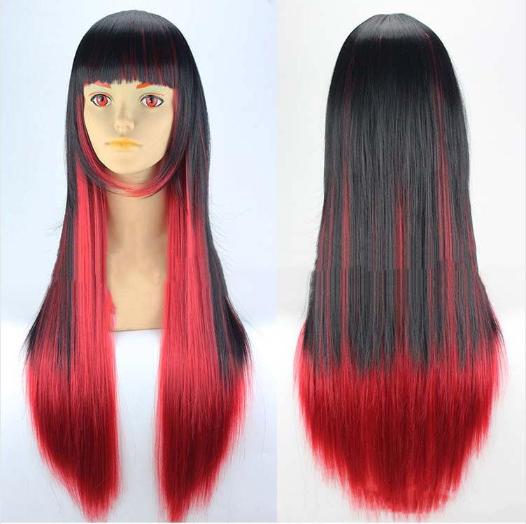 ウィッグ レディース コスプレ カラー ストレート 80cm イエロー ミントグリーン 草色 オレンジ 純白 ..