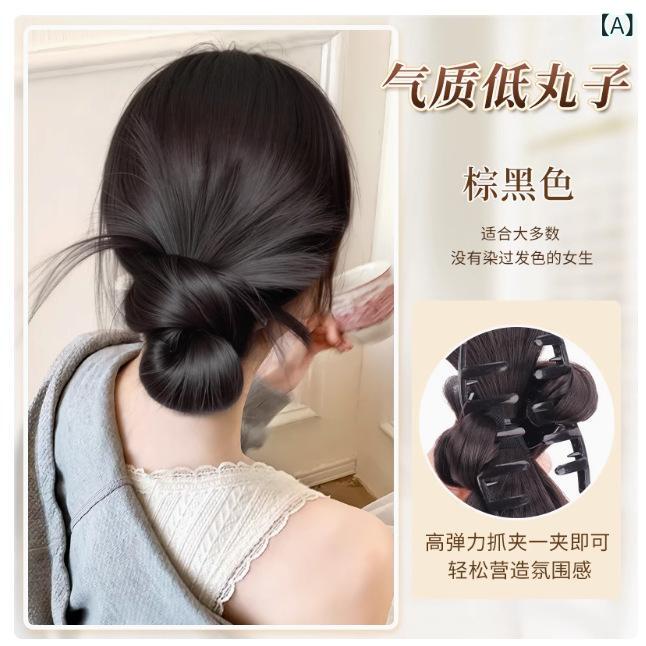 ヘアアクセサリー レディース 付け毛 お団子ウィッグ シュシュ式 ポイントウィッグ まとめ髪 花 棕色 黒色 深棕色 薄茶色 ヘアアレンジ 部分ウィッグ 簡単 イメチェン