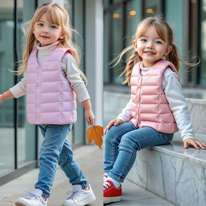 子供服 ベスト 秋冬 中大童 男の子 女の子 軽量 防寒 チョッキ ダウン風 中綿 インナー 重ね着 カジュ..