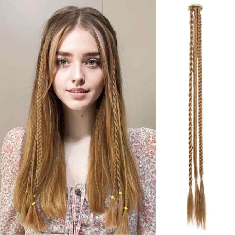 ヘアエクステンション レディース 三つ編み 小さめ ブレイズ BBクリップ付き ポニーテール エクステ ストレート ワンタッチ ウィッグ ポイントウィッグ ファッション おしゃれ