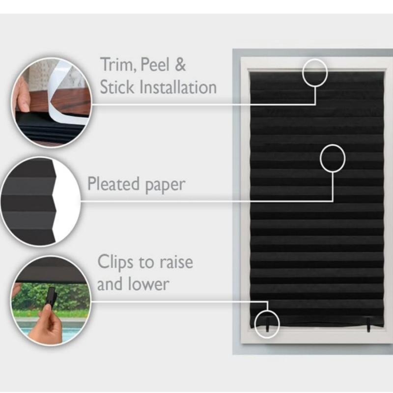 カーテン レディース メンズ プリーツ 遮光 断熱 UVカット ポリエステル 無地 シンプル 自粘着式 間仕..