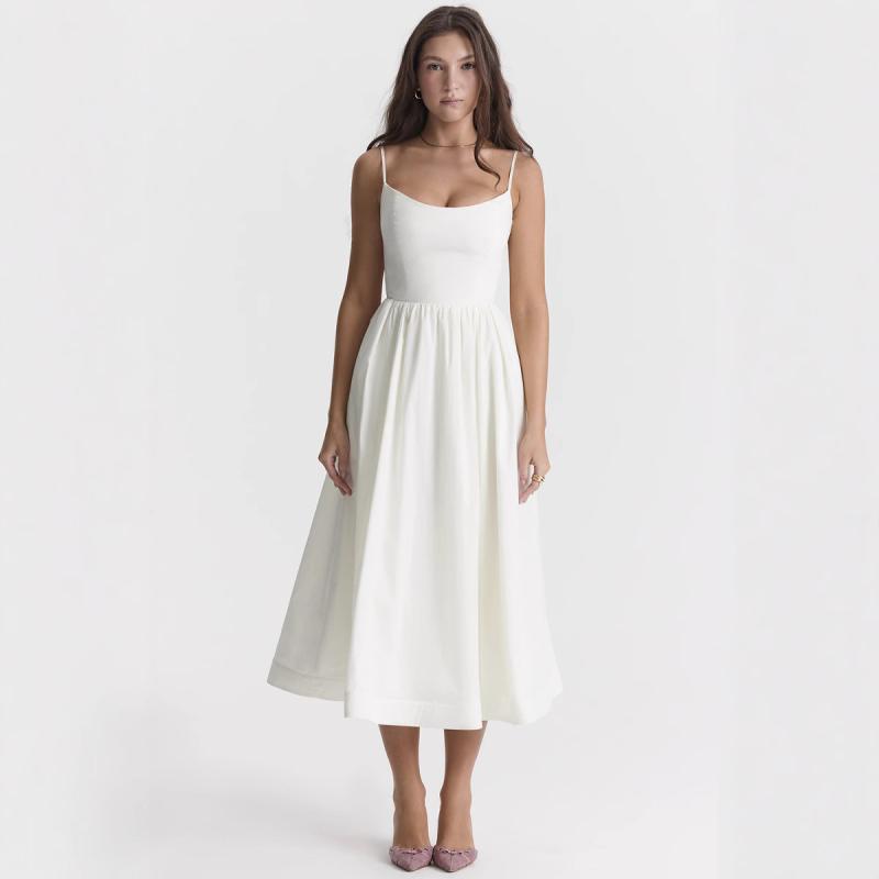 ワンピース レディース セクシー ノースリーブ ロング Aライン Vネック 白 ピンク系 黒 高見え 高見え ..