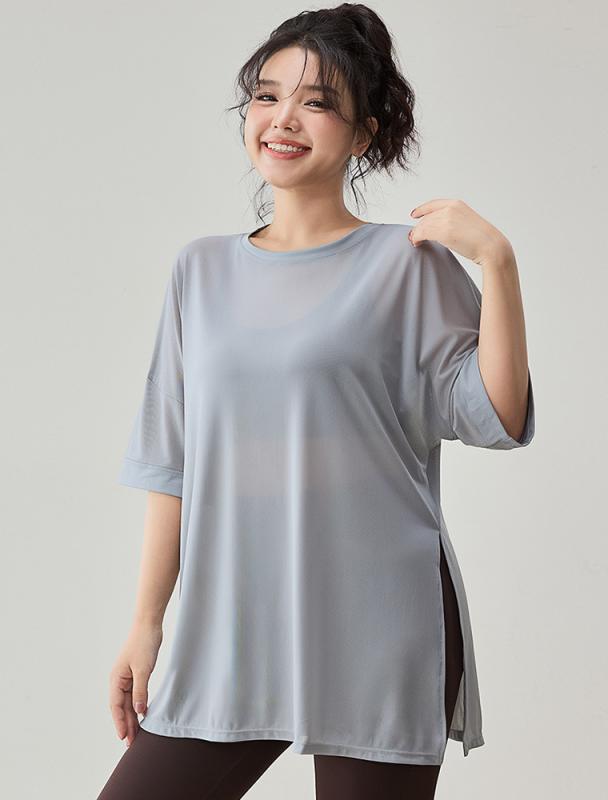 スポーツウェア レディース Tシャツ 春夏 薄手 ランニング 吸湿速乾 美背 ヨガ トップス 半袖 白 グレー 黒 伸縮性 ストレッチ